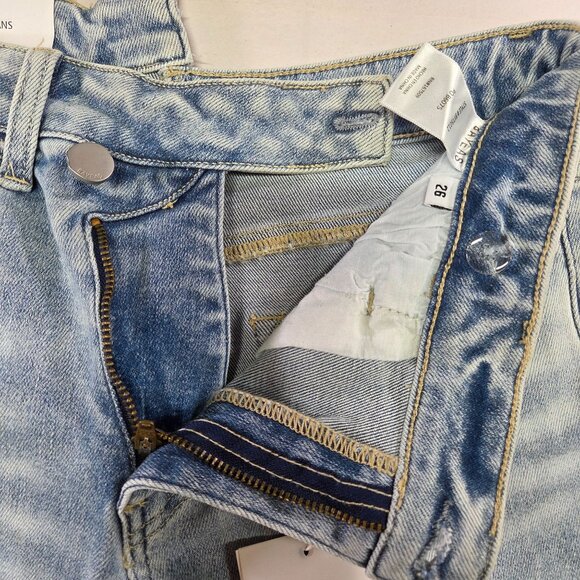 Bayeas Womens Size 26 Off Set Waist Light Wash Distressed Jeans Straight Leg NWT - Picture 13 of 16